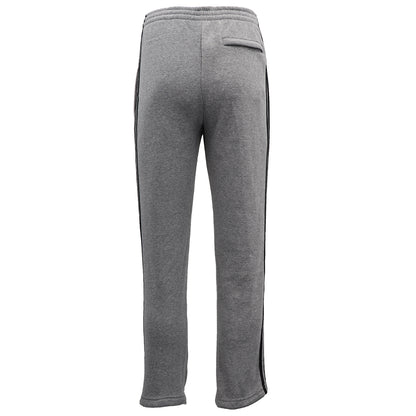 Men's charcoal fleece sports track pants with black stripes, zip pockets, casual fit, from Hlpmedical, available in size S to 6XL.