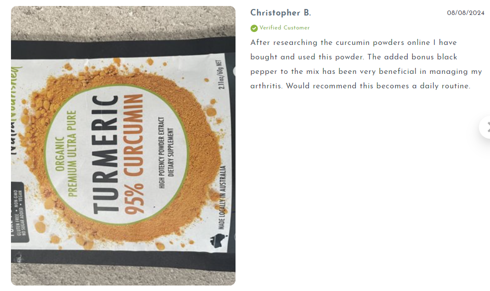 Pure Organic 95% Curcumin powder by Hlpmedical, buffered turmeric extract with black pepper, 60g for health and wellness.