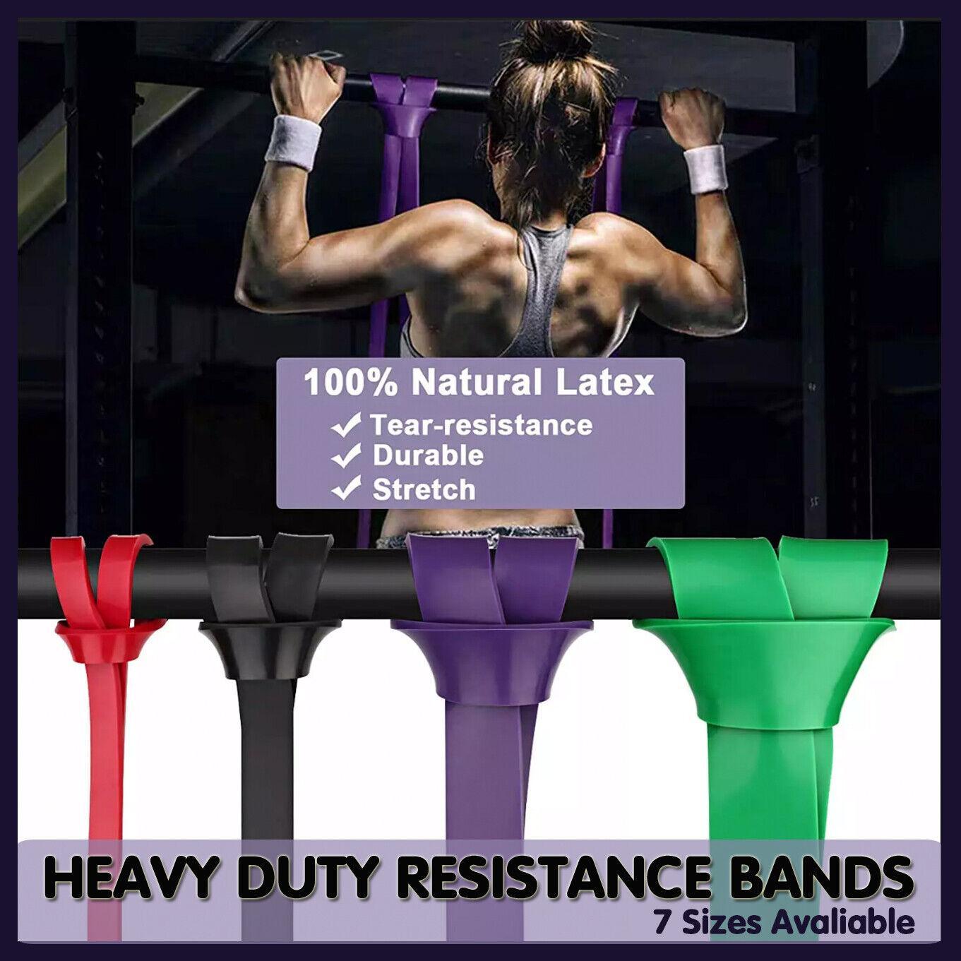 Black heavy-duty resistance yoga band by Hlpmedical, 25-65 lbs, 22mm x 2080mm, used for strength training and fitness workouts