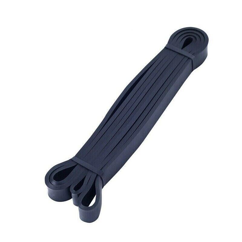 Black heavy-duty resistance yoga band by Hlpmedical, 25-65 lbs, 22mm x 2080mm for fitness and workout exercises.
