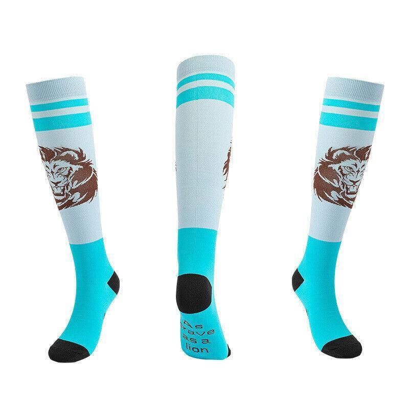 Unisex L/XL compression socks by Hlpmedical featuring a lion design, suitable for nursing, travel, and sports foot care.