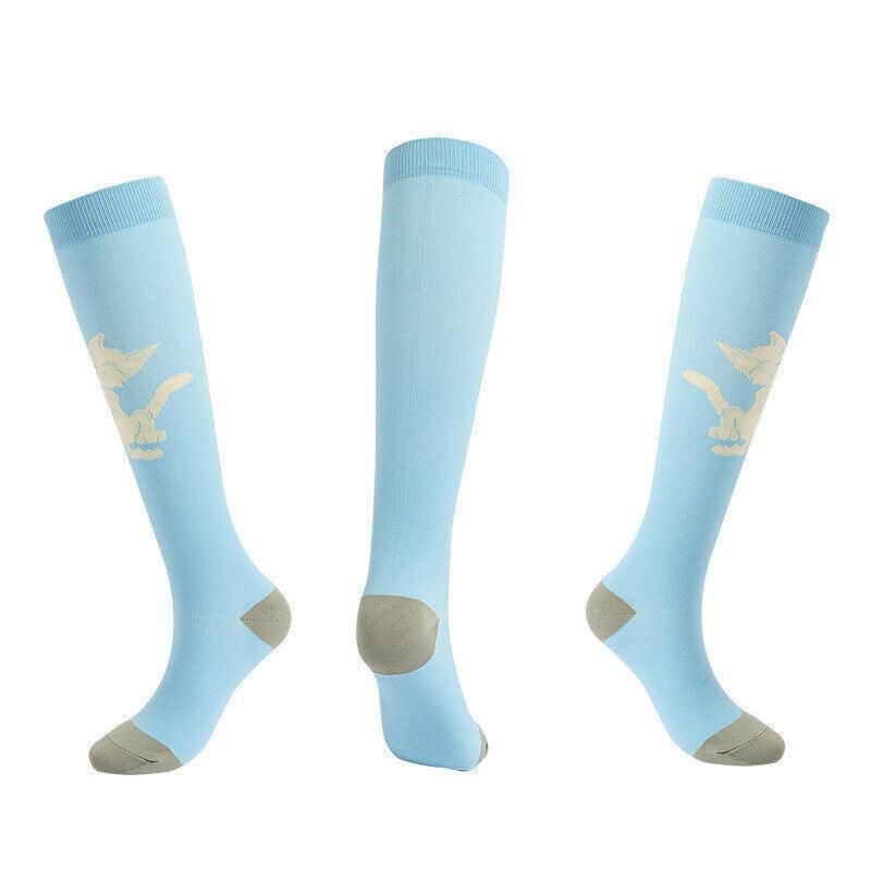 Blue Hlpmedical compression socks in L/XL size, unisex adult travel and sport foot care stocking with supportive compression.