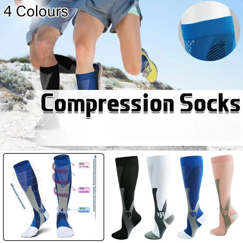 Blue Copper Compression Socks for running and sports, unisex, anti-fatigue support, XXL size, by Hlpmedical.