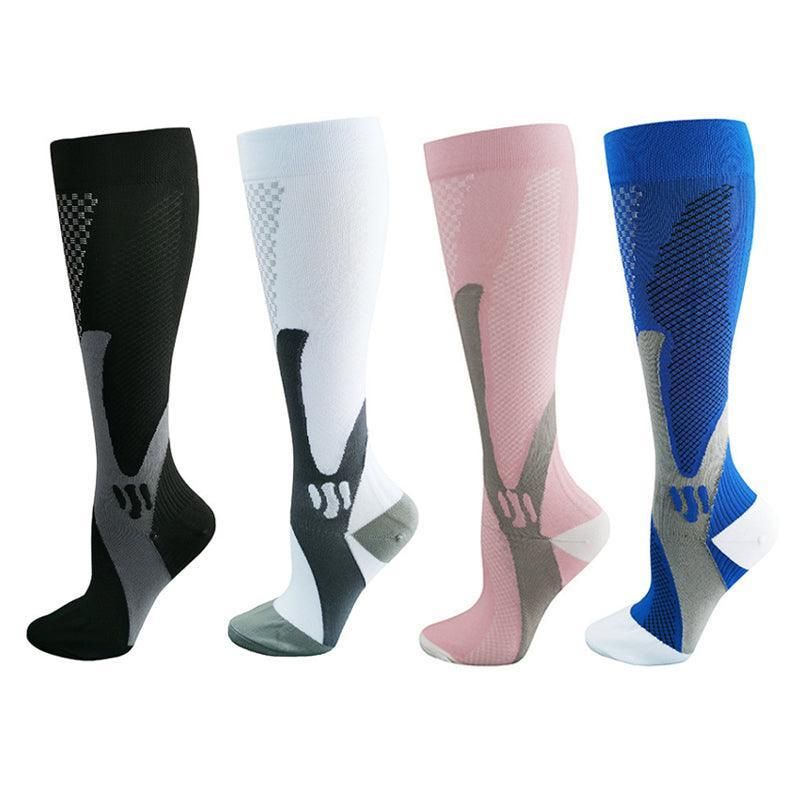 Blue copper compression socks for running and travel, unisex support for fatigue relief, from Hlpmedical, XXL size.