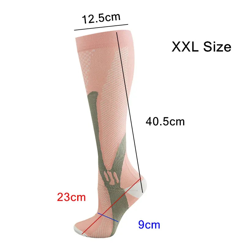 Blue Copper Compression Socks for running and sports, unisex support for fatigue relief, size XXL from Hlpmedical.