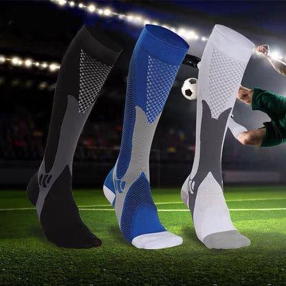 Blue Copper Compression Socks by Hlpmedical for running, travel, and sports, providing anti-fatigue support for unisex XXL foot care.
