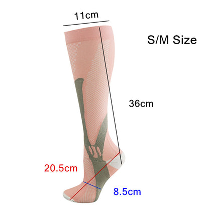 Pink copper compression socks for running and sports, unisex foot support to reduce fatigue, made by Hlpmedical.