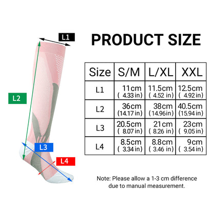 Pink Copper Compression Socks for running and sports by Hlpmedical, unisex anti-fatigue foot support for travel and daily wear.