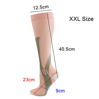 Copper Compression Socks for Running Travel Sports Anti Fatigue Support XXL Unisex - Pink