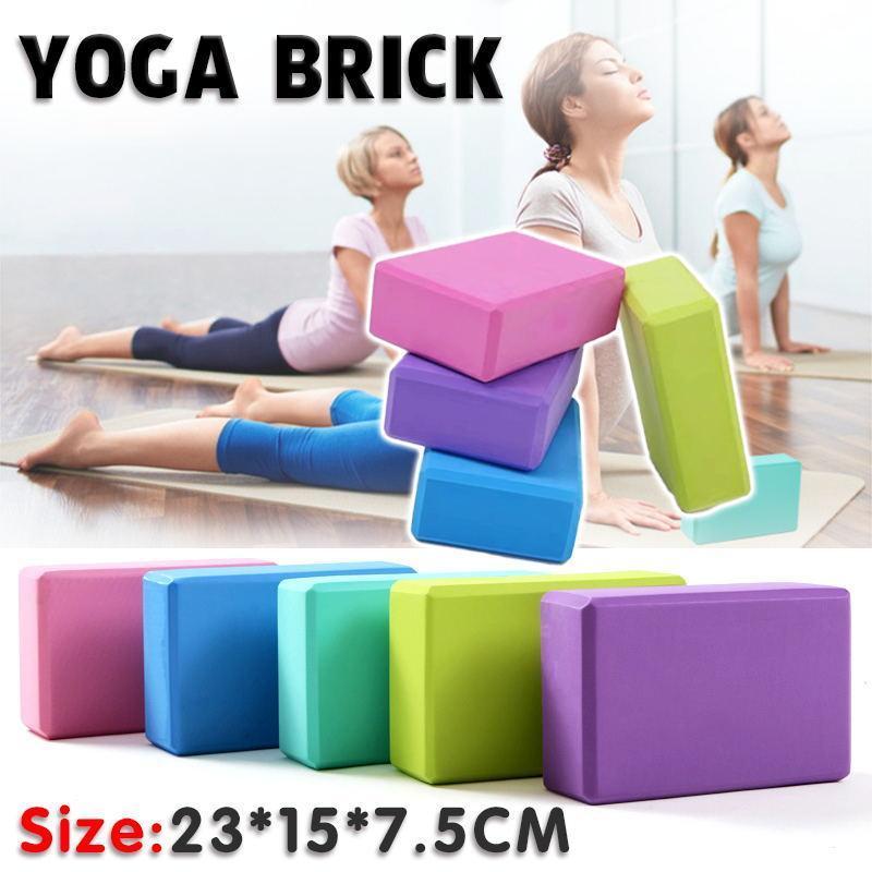 Two purple foam yoga blocks for fitness, exercise, and Pilates by Hlpmedical, used for stretching and yoga practice.