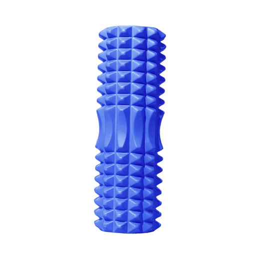 Blue crescent-style EVA foam roller massage stick for yoga and fitness, 33cm, by Hlpmedical, used for muscle relief and stretching.