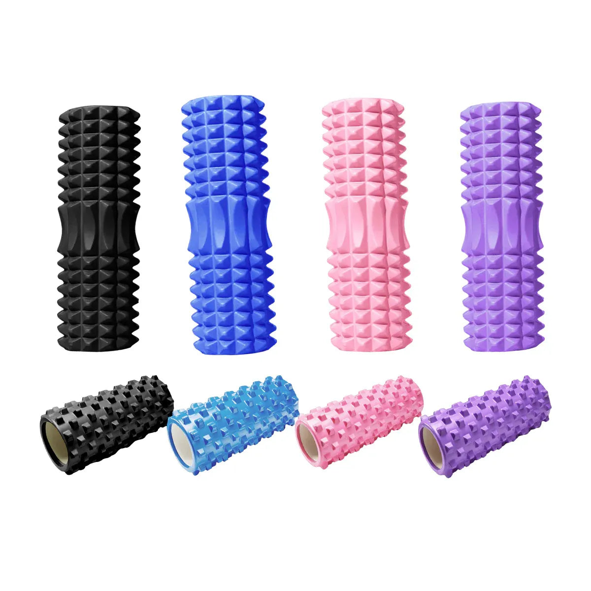 Blue high density EVA foam roller massage stick for yoga and fitness, 33cm crescent style, by Hlpmedical for muscle relief.