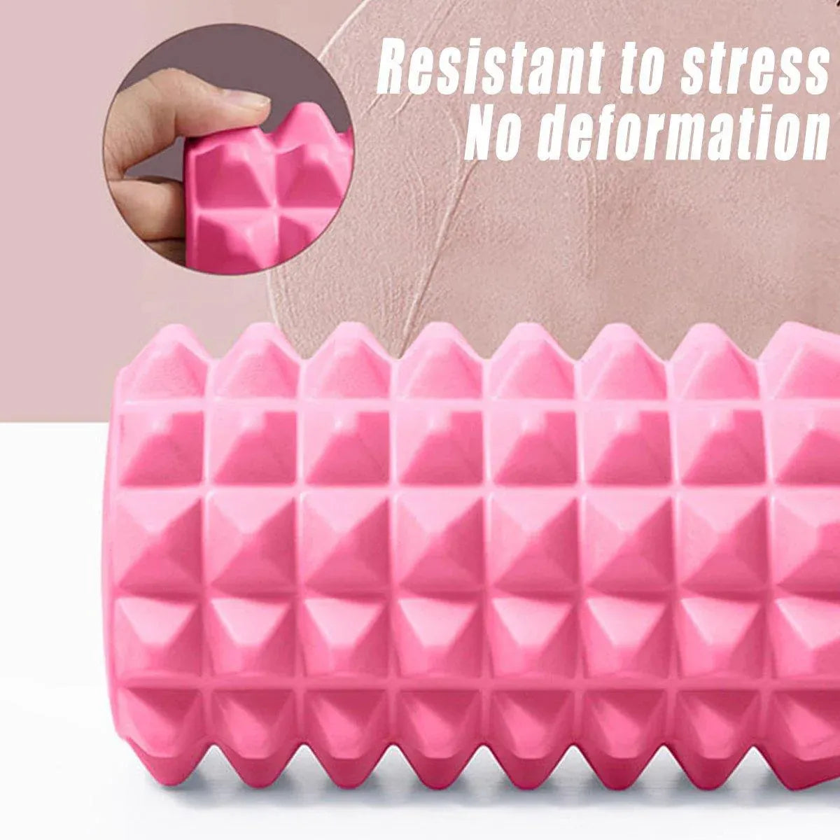 Blue crescent-shaped EVA foam roller massage stick for yoga and fitness, 33cm long, by Hlpmedical for muscle relief and recovery.