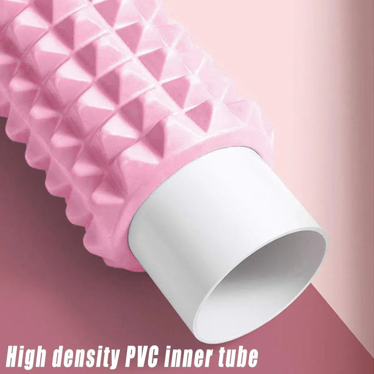 Blue crescent-shaped EVA foam roller massage stick for yoga and fitness from Hlpmedical, 33cm long for muscle relief and exercise.