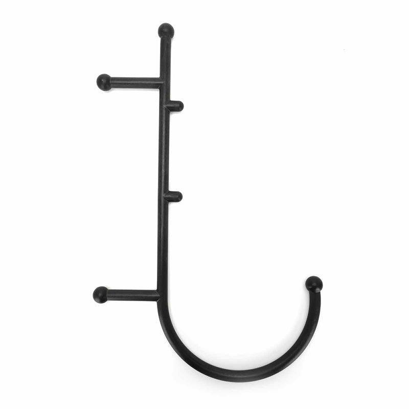 Black S-shaped self-massage tool with trigger point handles for back and body relaxation, designed for targeted massage therapy.