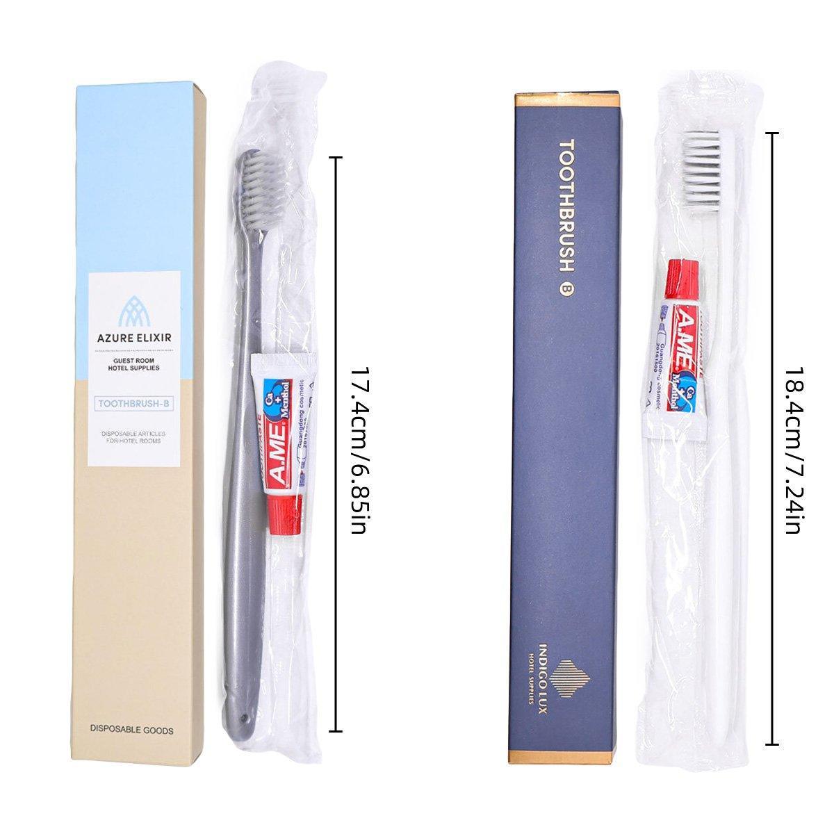 Set of 50 Hlpmedical toothbrushes and toothpaste for guesthouse travel, suitable for personal oral care and hygiene.