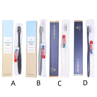 Set of 50 Hlpmedical toothbrushes and toothpaste for guesthouse travel, personal oral care, and health and beauty.