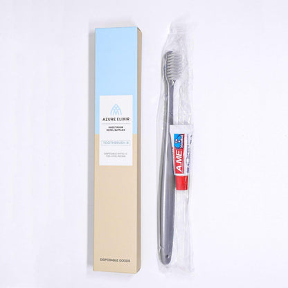 Set of 50 Hlpmedical hotel toiletries toothbrushes and toothpaste for guesthouse travel oral care, featuring compact design and soft bristles.