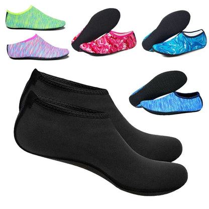 Purple unisex water shoes by Hlpmedical, slip-on aqua socks for swimming, surfing, diving, and yoga, featuring a breathable design.