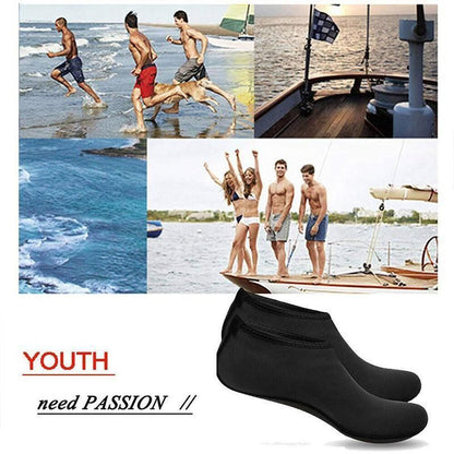 Purple unisex water shoes by Hlpmedical, slip-on aqua socks designed for swimming, surfing, diving, yoga, and exercise.