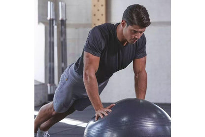 Hlpmedical Adidas 75cm gym ball with pump for yoga, Pilates, and fitness exercises, shown with a textured surface and inflation valve.