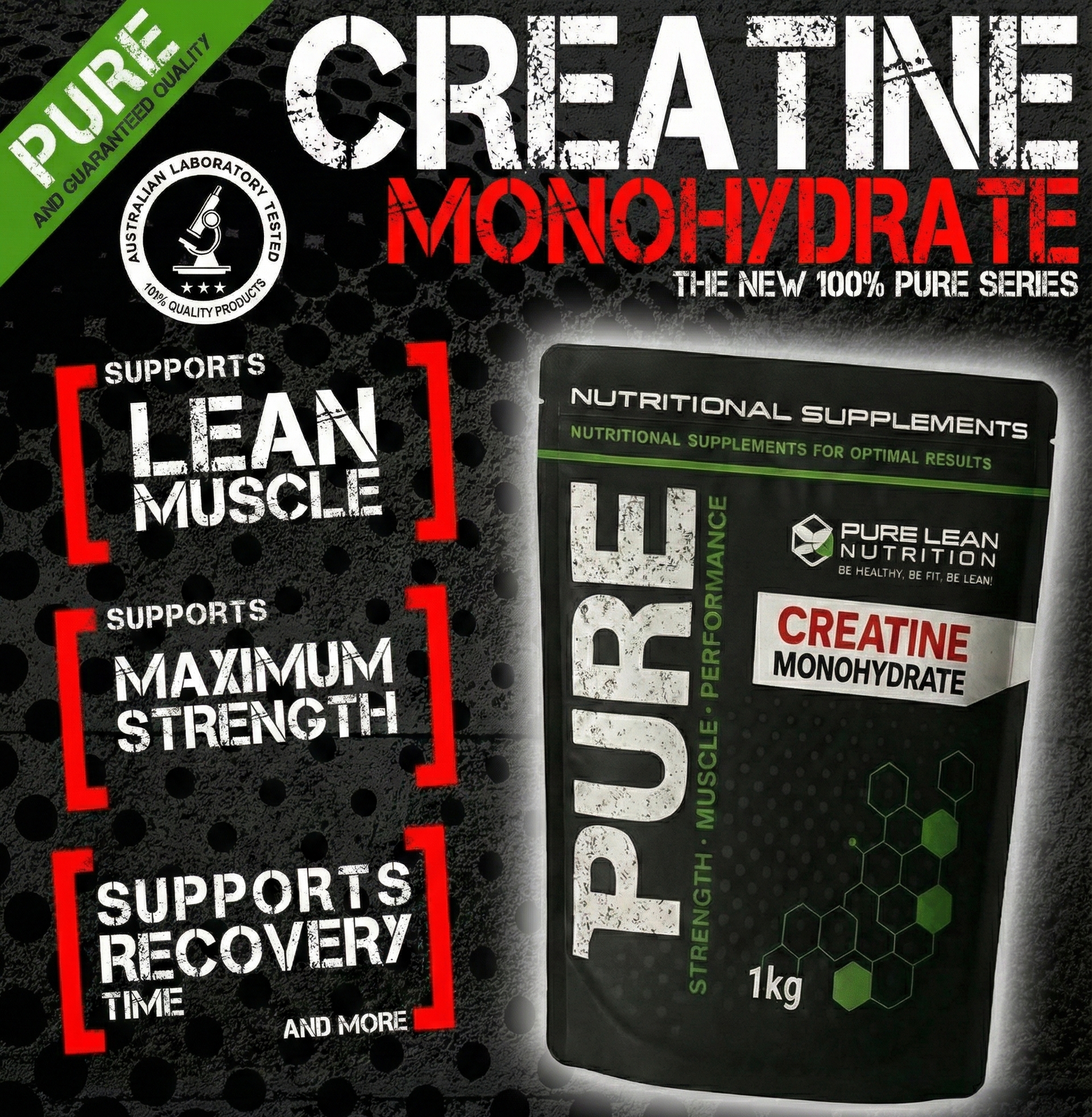 Hlpmedical 1kg Creatine Monohydrate powder supplement for gym and workout enhancement, micronized, HPLC tested for purity.