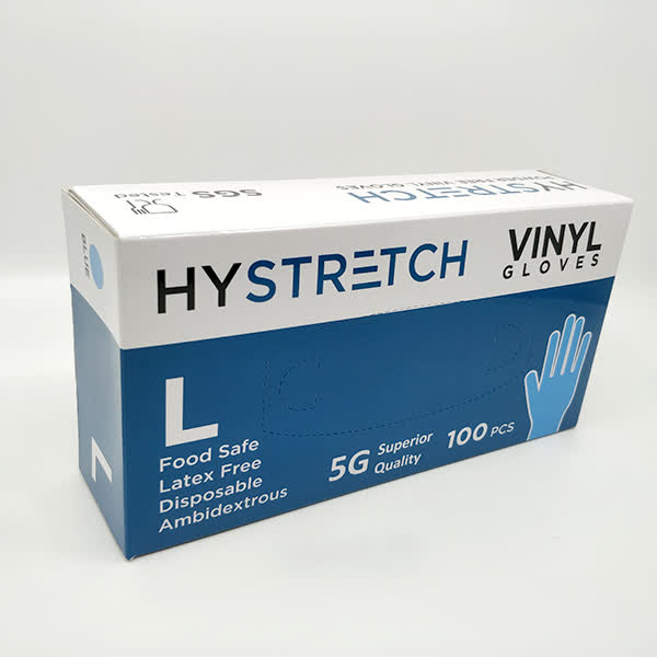 Box of 1000 clear disposable vinyl gloves by Hlpmedical, powder-free, latex-free, large size, suitable for work safety and industrial use.