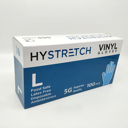 Box of 1000 clear disposable vinyl gloves by Hlpmedical, powder-free, latex-free, large size, ideal for work safety and protective use.