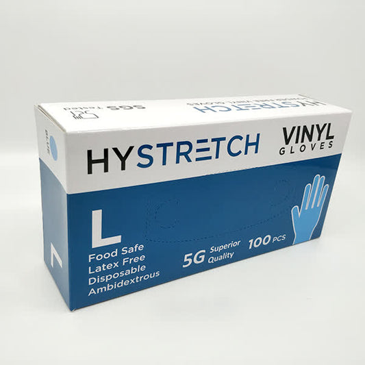 Box of 1000 clear disposable vinyl gloves by Hlpmedical, powder-free, latex-free, large size, ideal for work safety and protective use.