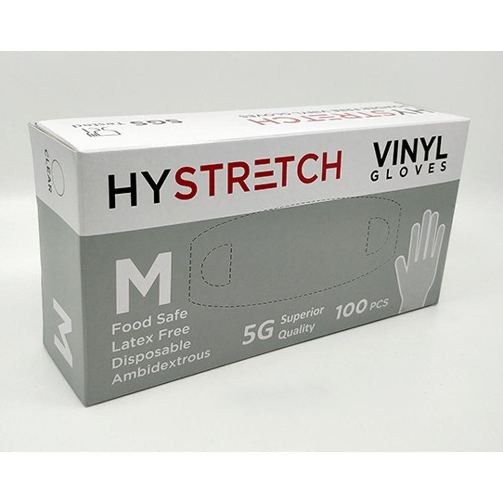 Box of 1000 clear disposable vinyl gloves, powder-free and latex-free, size medium by Hlpmedical for industrial safety and protection.