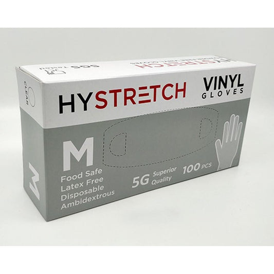 Box of 1000 clear disposable vinyl gloves, powder-free and latex-free, size medium by Hlpmedical for industrial safety and protection.