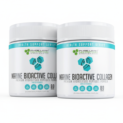 Two bottles of Hlpmedical Marine Collagen Bioactive Peptides Powder for skin and nails, 160 servings each for beauty and health.