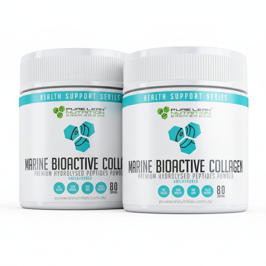 Two bottles of Hlpmedical Marine Collagen Bioactive Peptides Powder for skin and nails, 160 servings each for beauty and health.