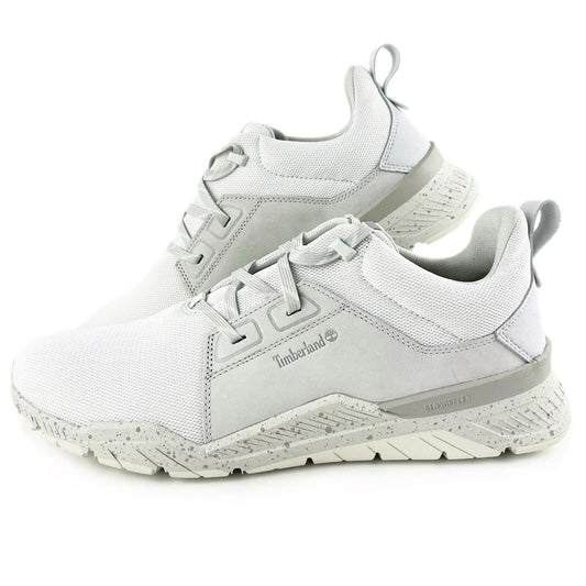Timberland men's Concrete Trail low cut casual sneakers in light grey, US 9W, featuring comfortable sport shoe design.