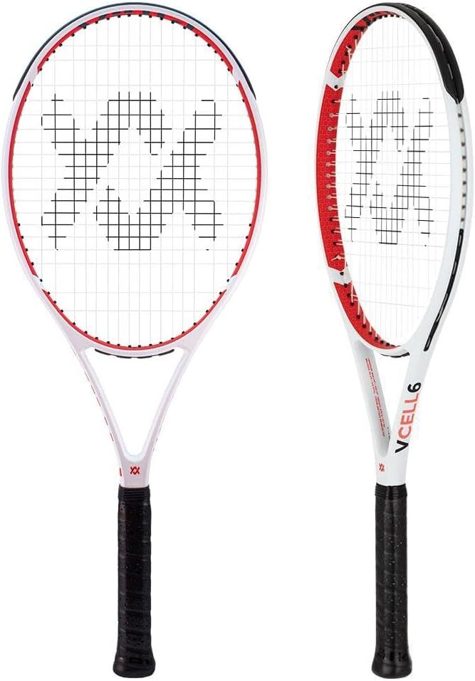 Volkl V-Cell 6 tennis racquet fully strung with free dampener, 4 1/4 grip size, ideal for tennis players.