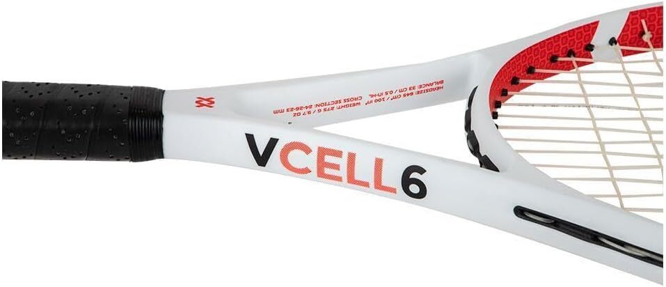 Volkl V-Cell 6 tennis racquet with full strings and free dampener, 4 1/4 size, ideal for competitive tennis players