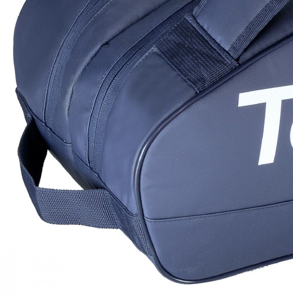 Tecnifibre Tour Endurance 9 tennis and squash racquet bag in navy blue with multiple compartments for sports gear.