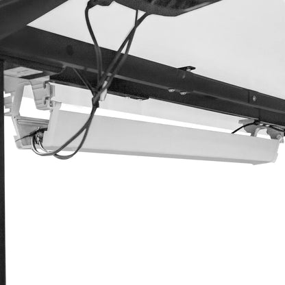 Hlpmedical WalkingPad C2 Treadmill with ErgoDesk standing desk in black and white, featuring a cable management tray for organized workspace.