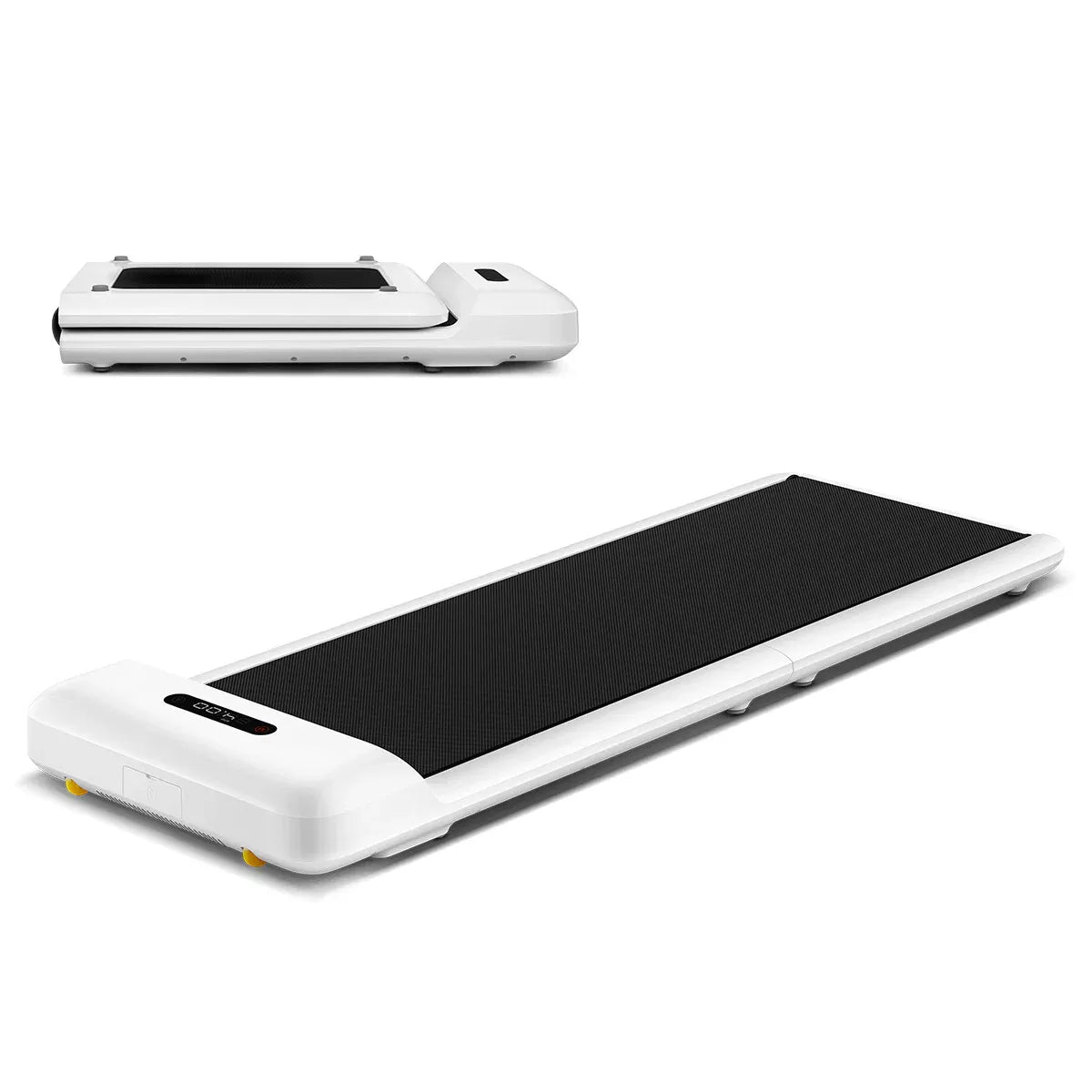 White Hlpmedical WalkingPad C2 compact folding treadmill for home fitness, shown in a folded position for easy storage.