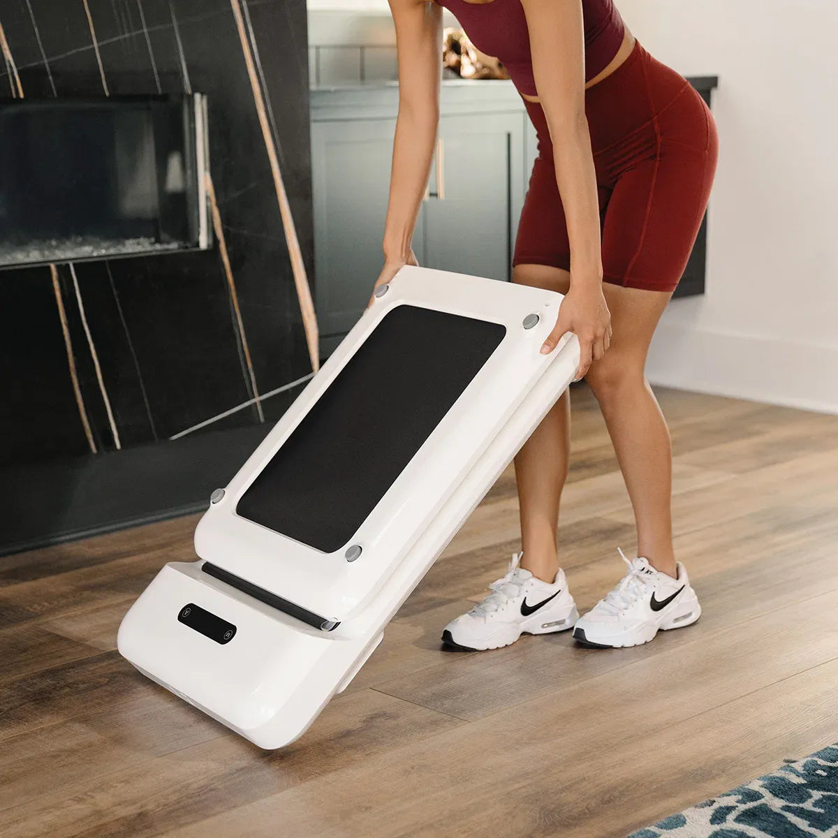 Hlpmedical WalkingPad C2 compact folding treadmill in white for home exercise and fitness, featuring a sleek, space-saving design.