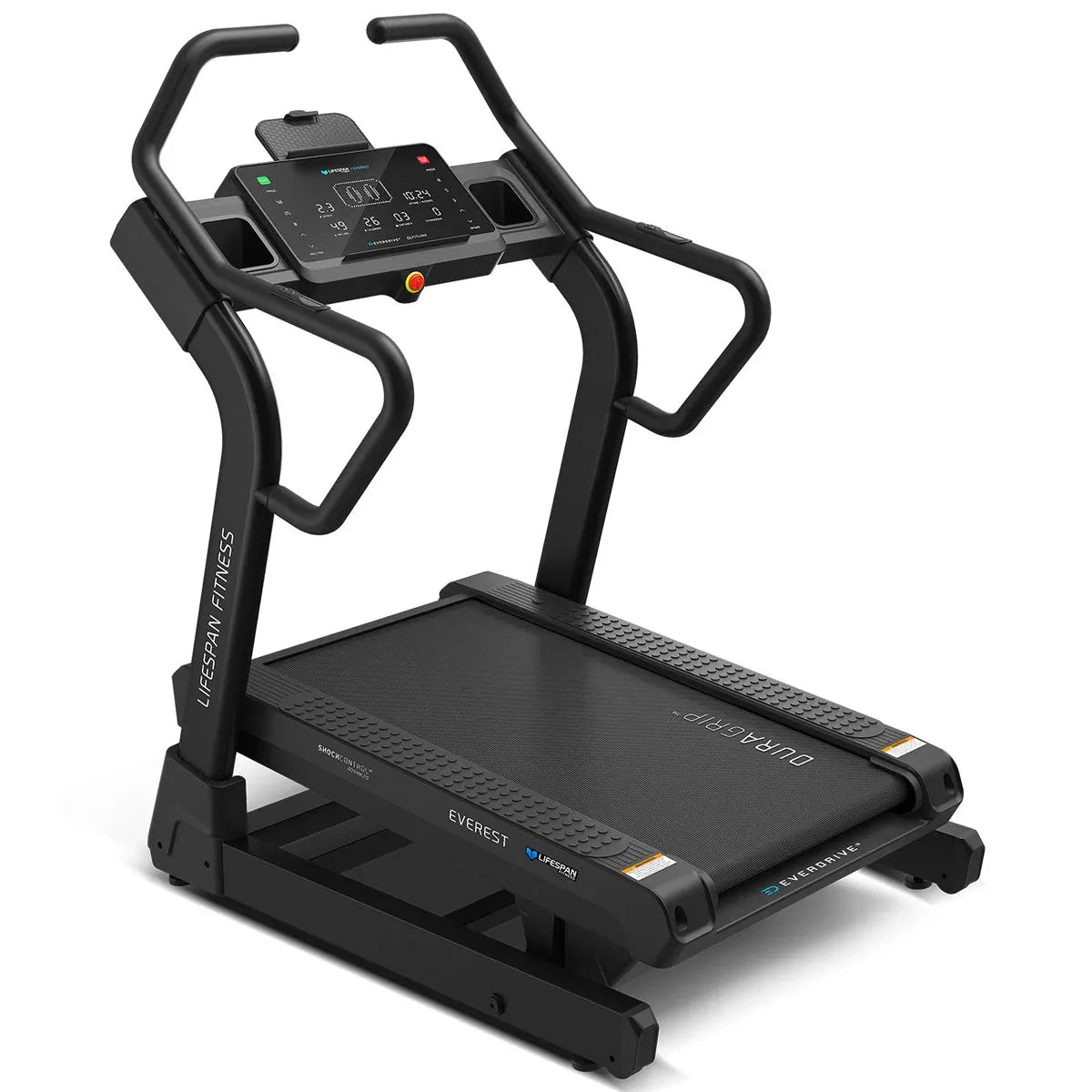 Hlpmedical Lifespan Fitness Everest 3 Ultra High Incline Treadmill in a gym setting with digital console and running belt.