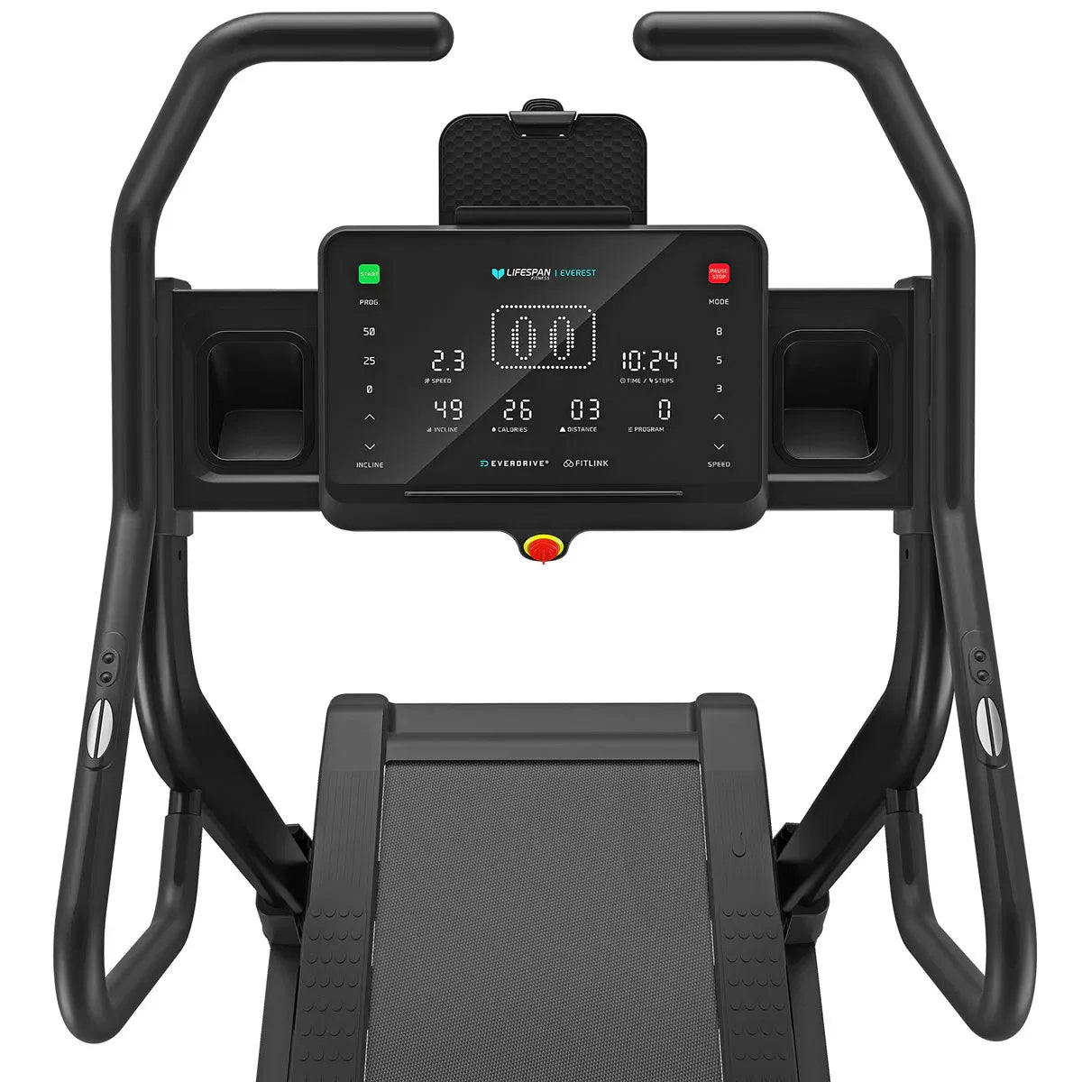 Hlpmedical Lifespan Fitness Everest 3 Ultra High Incline Treadmill for home gym workouts, with digital display and safety handrails.