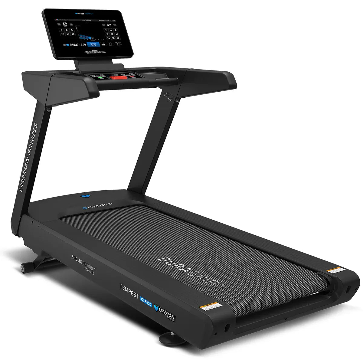 Lifespan Fitness Tempest CRX commercial smart treadmill by Hlpmedical with 15.6-inch TFT touch display for exercise and running workouts.