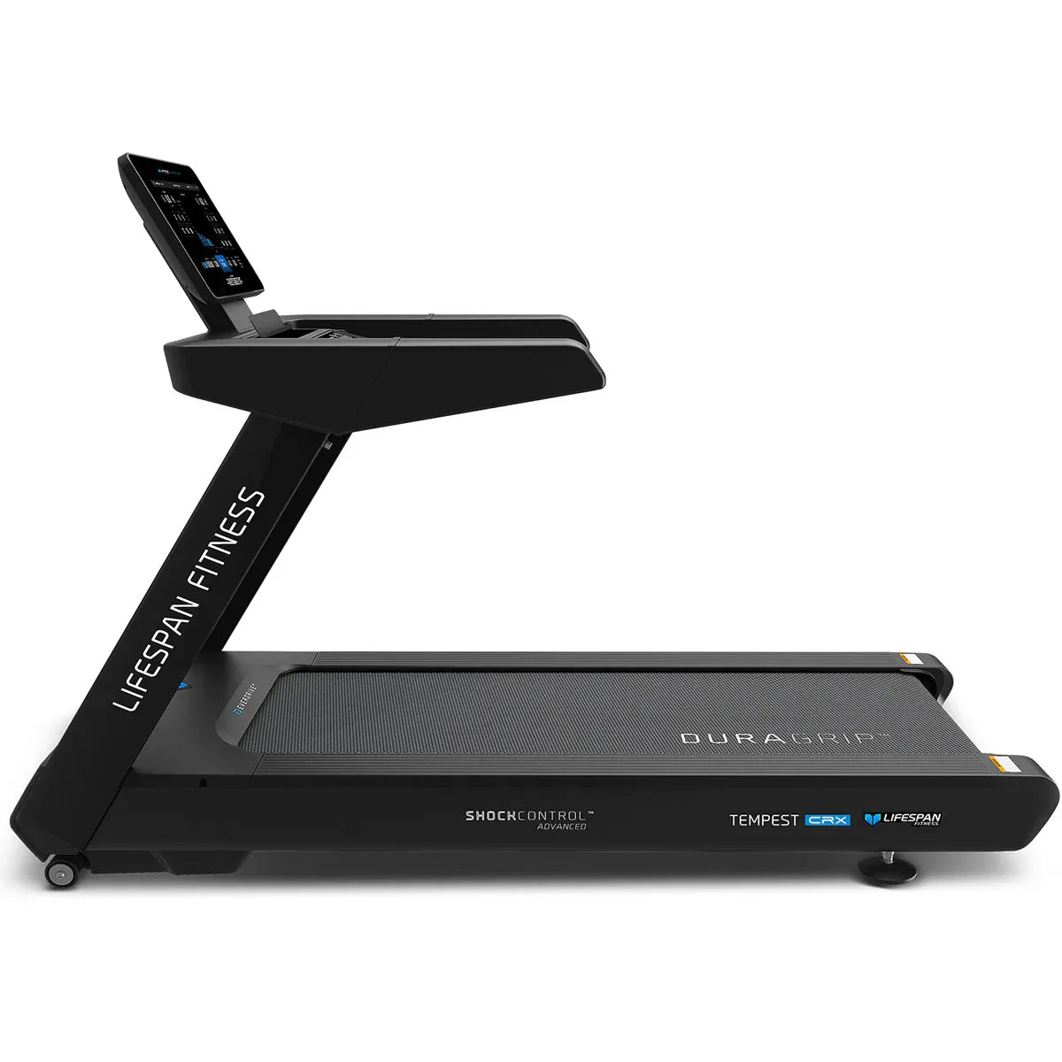 Hlpmedical Lifespan Fitness Tempest CRX commercial smart treadmill with 15.6-inch TFT touch display for exercise and cardio workouts.