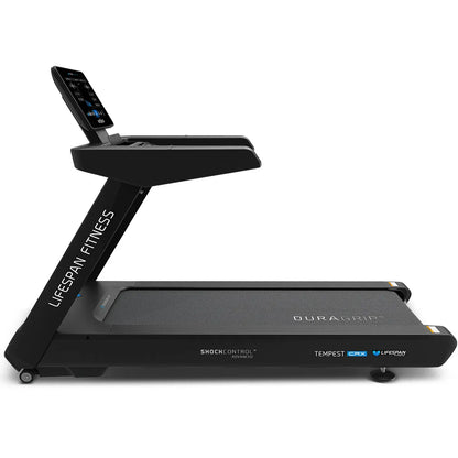 Hlpmedical Lifespan Fitness Tempest CRX commercial smart treadmill with 15.6-inch TFT touch display for exercise and cardio workouts.