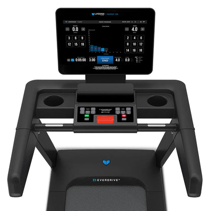 Hlpmedical Lifespan Fitness Tempest CRX commercial smart treadmill with 15.6-inch TFT touch display and running surface.