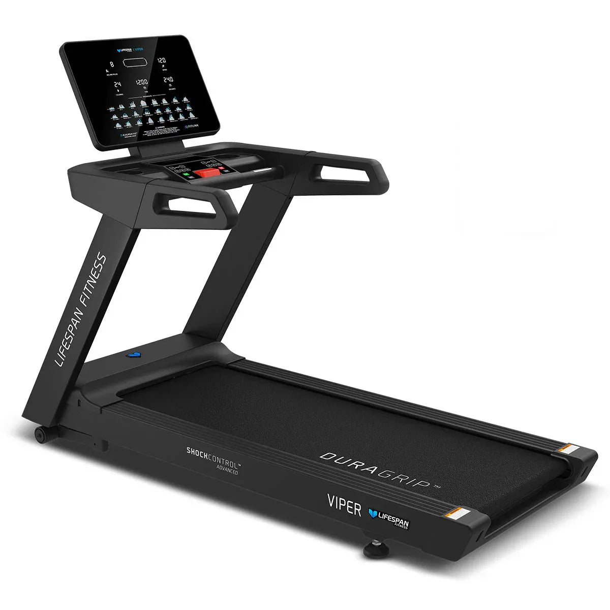 Hlpmedical Lifespan Fitness Viper M4 treadmill for exercise and cardio workouts, featuring a sturdy running deck and control display