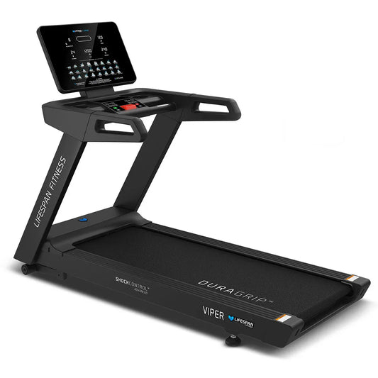 Hlpmedical Lifespan Fitness Viper M4 treadmill for exercise and cardio workouts, featuring a sturdy running deck and control display