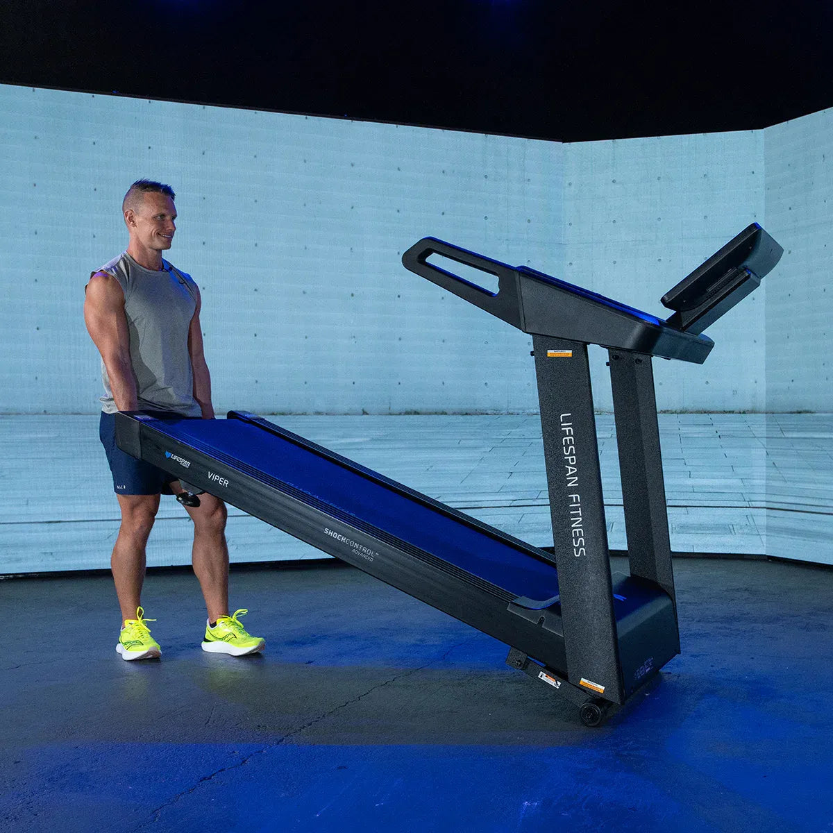 Hlpmedical Lifespan Fitness Viper M4 treadmill with digital display and running belt, designed for home gym workouts.