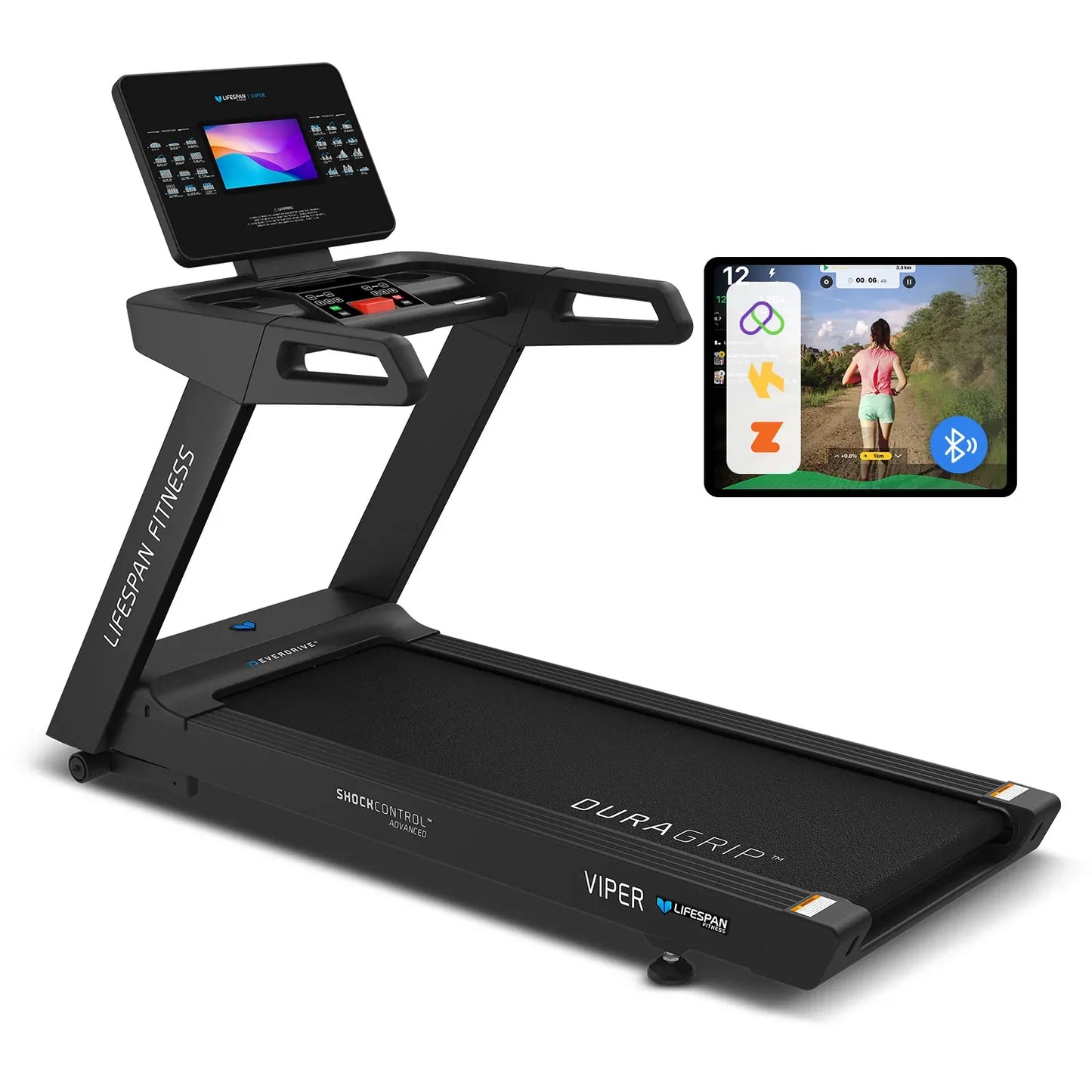 Hlpmedical Lifespan Fitness Viper 5 smart treadmill with digital display, running belt, and control panel for home gym workouts